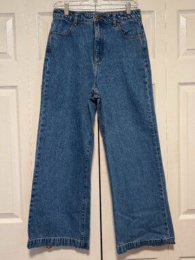 ROLLA'S G'Day Mate High Rise Wide Leg Medium Ash Blue Denim Jeans Size 28
